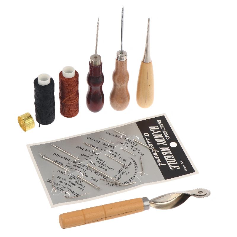 Leather Sewing Tools Kit Wear Resistant DIY Leather Craft Hand Stitching Set for Shoe Bag Repair Work