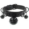 DIEZI Harajuku Punk PU Leather Choker Clavicle Chain Necklace For Women Gothic Black Bell Pendant Torques Necklace Men Jewelry