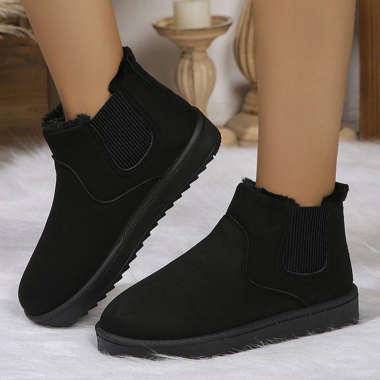 

Large size serrated bottom snow boots winter warm velvet short boots non-slip cotton boots 36 чёрный