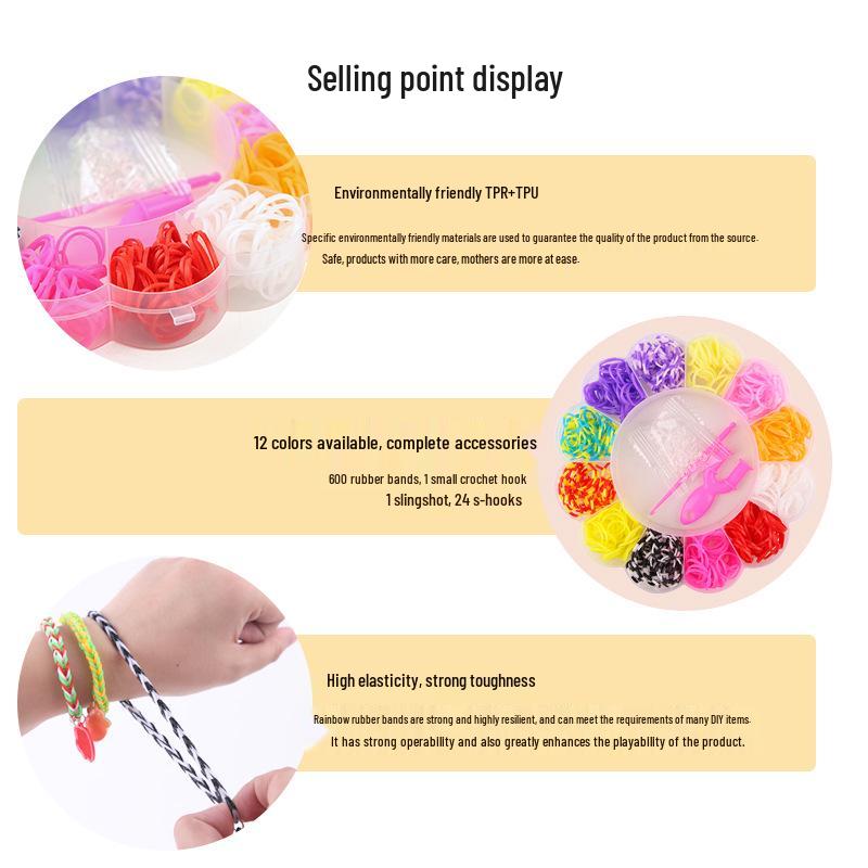 DIY Rainbow Rubber Band Bracelet Set - Educational Toy for Kids' Handmade Brain Training