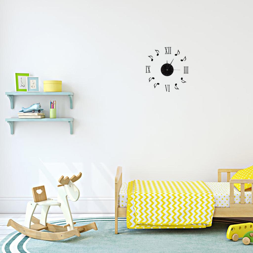 Musical Note Wall Clock with Vinyl CD Dial Plate and 3D Roman Numerals for Home Decor