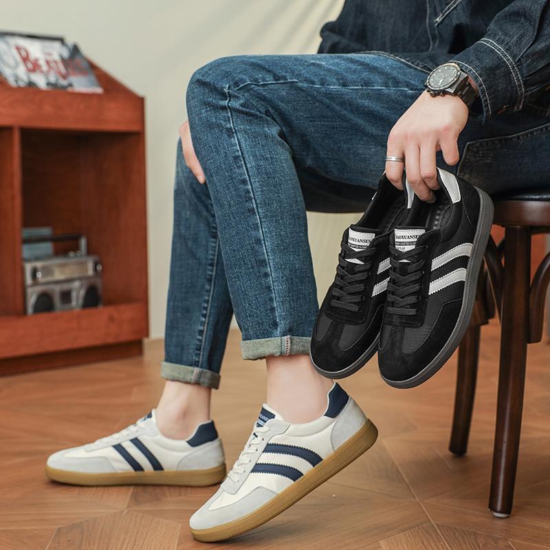 Lace-Up Men Comfortable Casual Shoes Leather Flats Men's Walking Footwear All-match Skate Shoes Men New Arrival Mens Sneakers