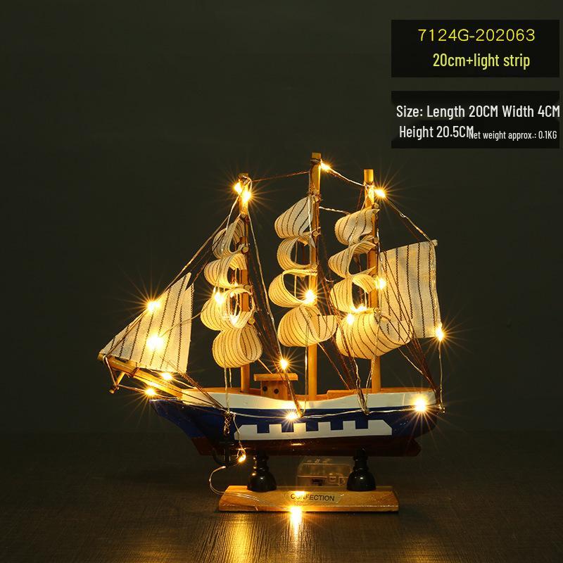 Wooden Pirate Ship Model: Small Boat Ornament for Office or Room Decoration