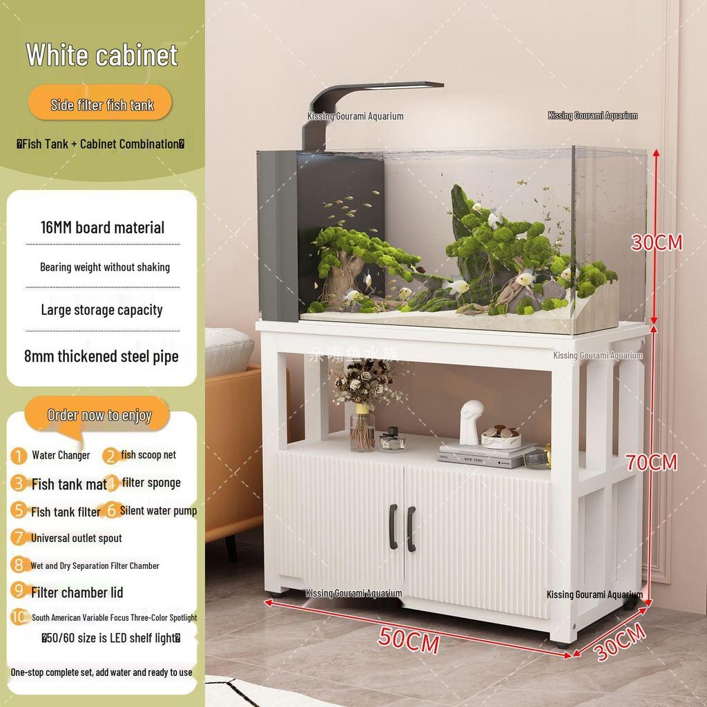 Ultra-Clear Glass Fish Tank with Integrated Stand and No-Change Water System