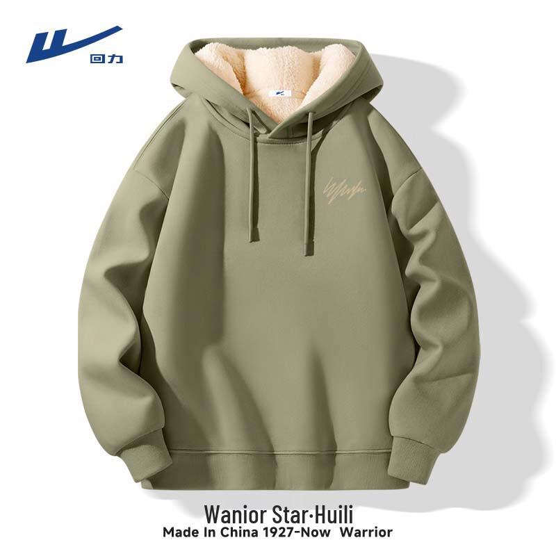Warrior Men's Winter Thickened Lamb Fleece Hooded Sweatshirt