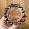 Natural Obsidian Silver Yaoshi Lion Dance Overbearing Men'S Fashion Versatile Bracelet Yellow Tiger Eye Obsidian Lion Dance Bracelet