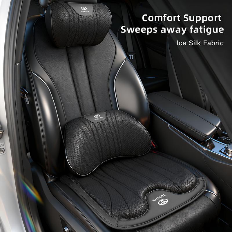 Ice Silk Fabric Car Headrest Lumbar Pillow Seat Cushion Accessories For Toyota Corolla Yaris Aygo Camry Auris Avensis Prius CHR