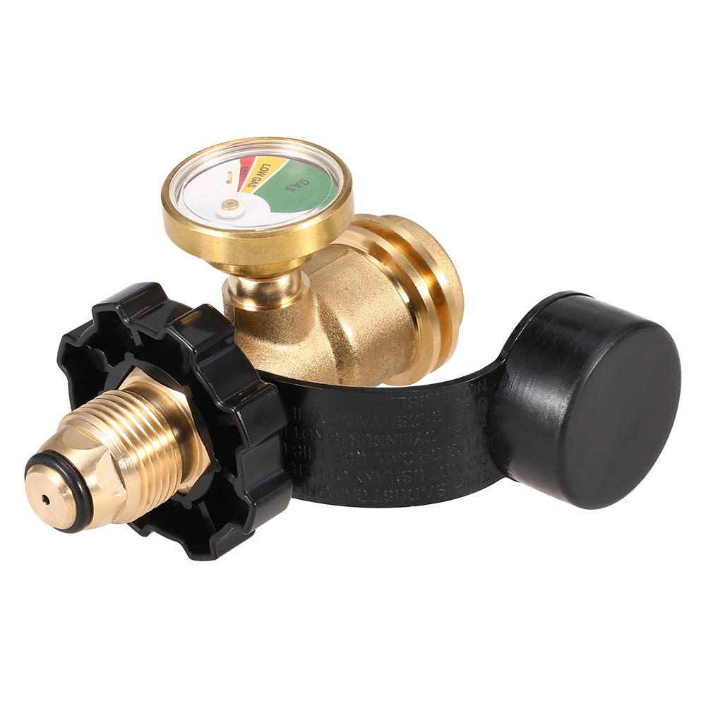 Propane Tank Adapter Solid Brass Regulator Valve Safety POL Tank Convert to QCC1 Type1 Regulator Hose with Gauge