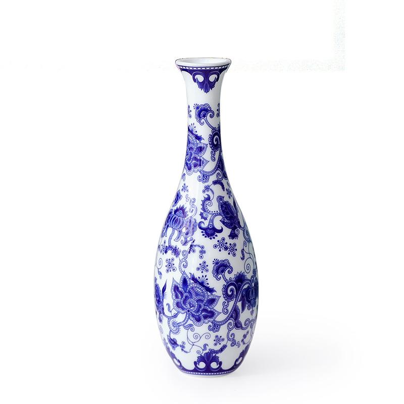 Chinese Blue and White Porcelain Vase Ceramic Flower Arrangement Container Home Decor Living Room Dining Table Hydroponic Vase