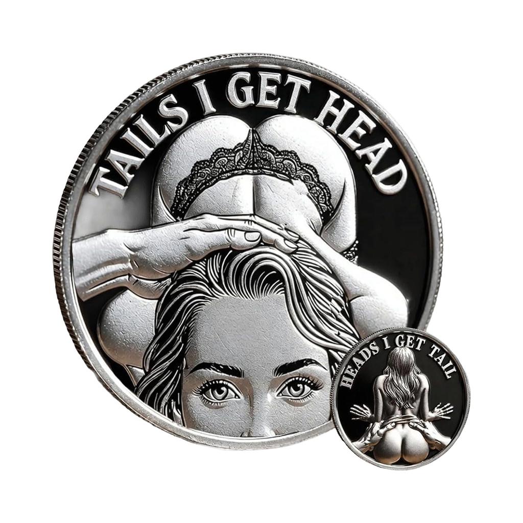 Heads I Get Tail/Tails I Get Head Commemorative Coin, Funny Heads And Tails Challenge Decision Coin, Double-Sided , Humor Prank Gift For Adult