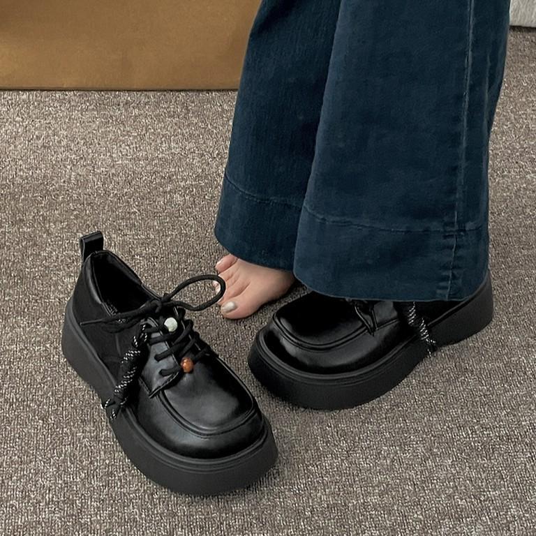 White British style versatile thick-soled jk small leather shoes for women's 2025 new autumn heightening soft-soled retro loafers