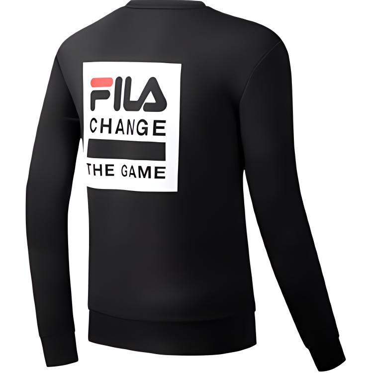 Fila Athletics Series Logo Crew Neck Sports Long Sleeve Sweatshirt Men Sweatshirt Black A11M011237GBK
