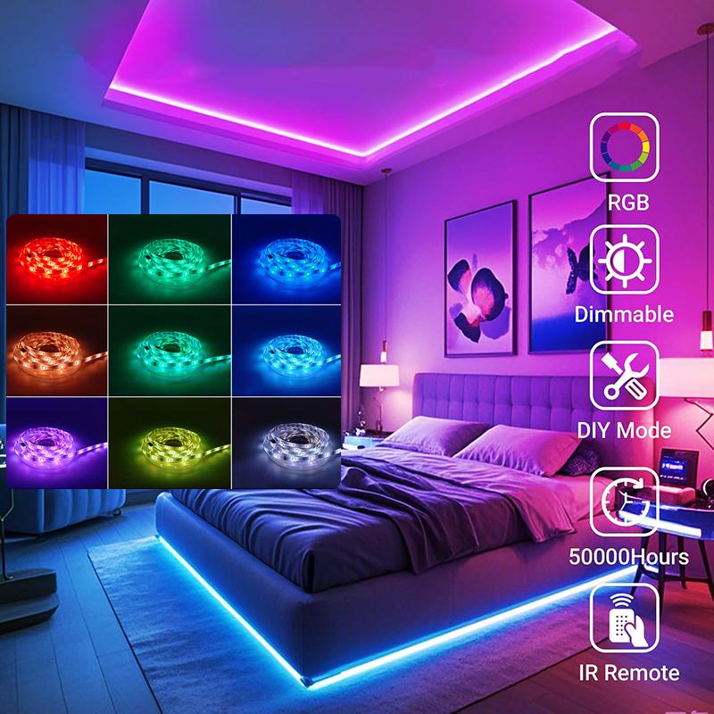 24V 5M 10M 20M 30M RGB LED Lights Strip Room Lamp Tape Music SYNC APP Remote Control Lus Led for Home Decor TV Backlight