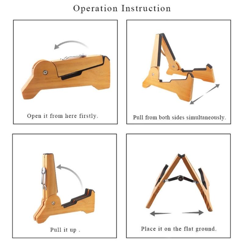 Wooden A-Frames Adjustable Floor Guitar Holder Universal Folding Guitar Bass Floor Stand Stable Instrument Stand
