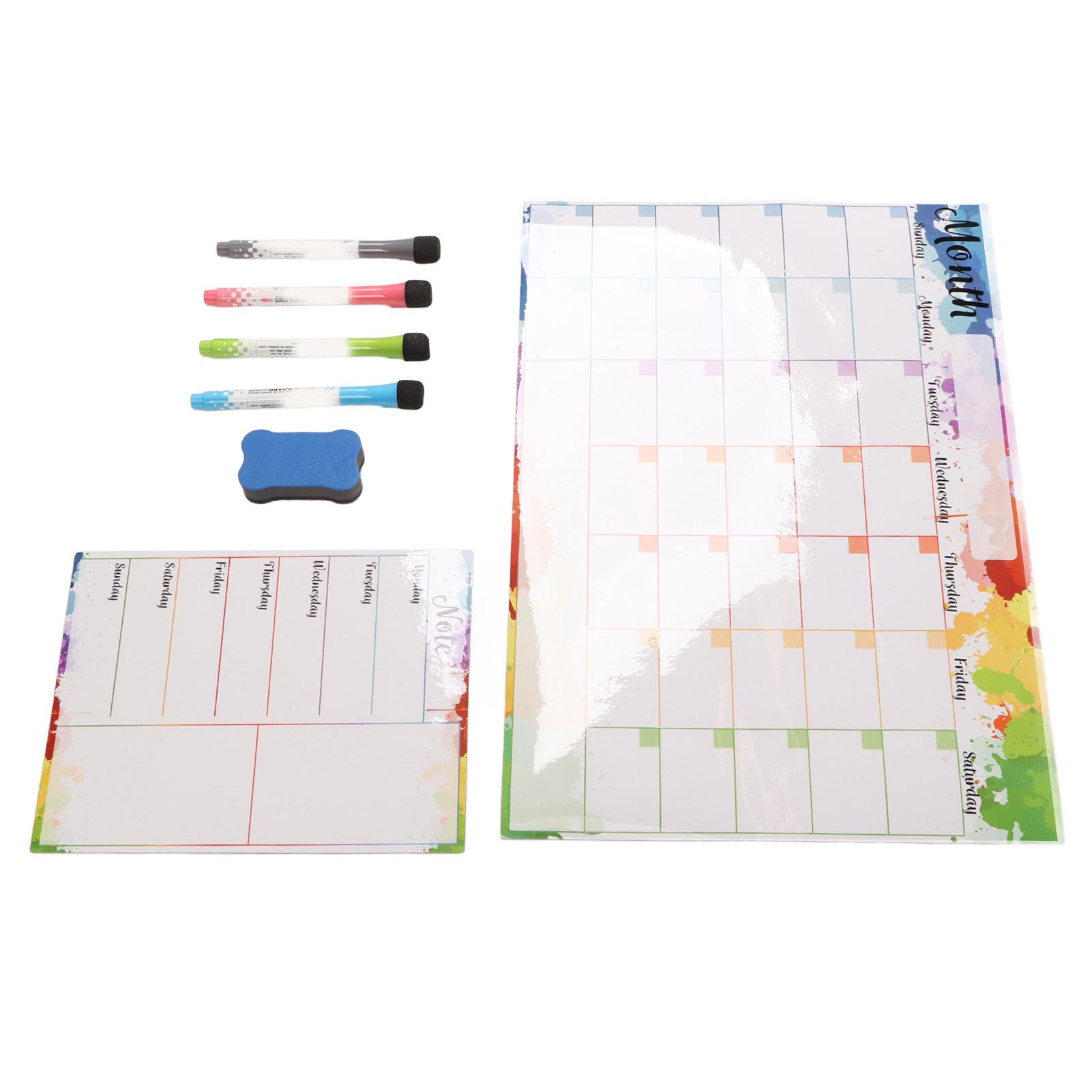 

Fridge Calendar Waterproof Rubber Magnet Erasable Month Week Plan Dry Erase Calendar for Refrigerator Office Bedroom