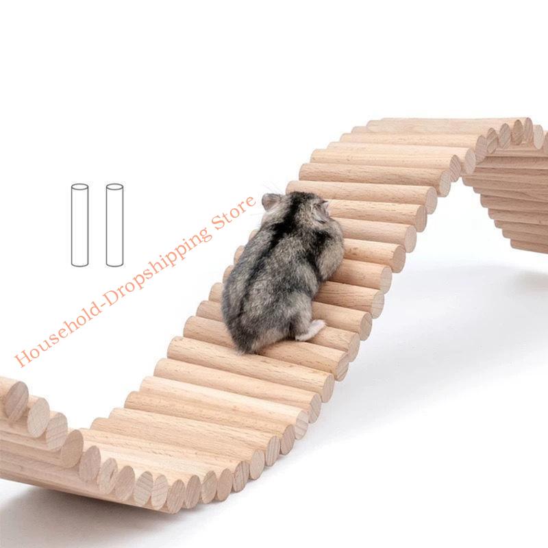 85AD Hamster Climbing Ladder Wooden Suspension Bridge for Guinea Pigs Hedgehogs