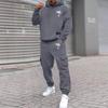 Men's Plus Size Hooded Sweatshirt and Sweatpants Set with Palm Tree Print Fleece Lined Loose Fit for Outdoor Sports and Casual Wear