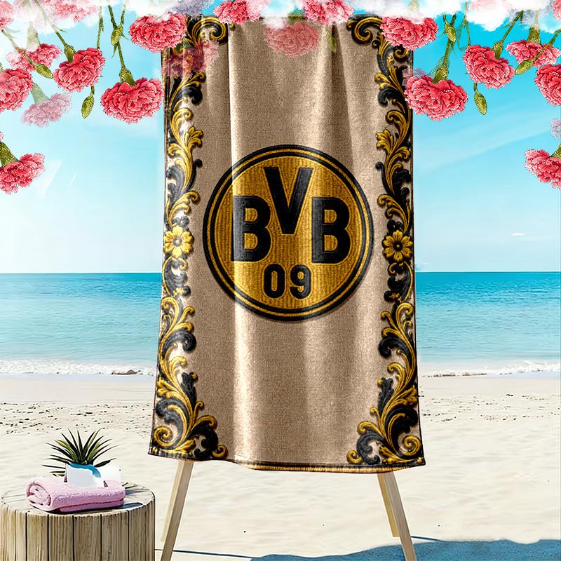 Bold Stripes BVB Emblem beach towel soft beach Outdoor pool towel seaside quickdrying swim towel beach towel Outdoor picnic beach mat printing