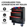 Mobile Metal Tool Cabinet with 4 Drawers, 508 mm (20 Inch), and Ball-Bearing Drawer Slides, Organizing Steel Tool Box – Black-Red