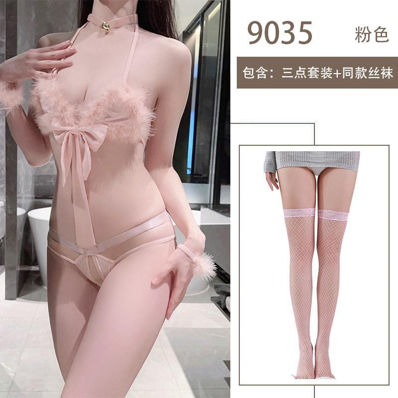 Sexy hot pussy lingerie uniform temptation three-point free open gear small breasts show big