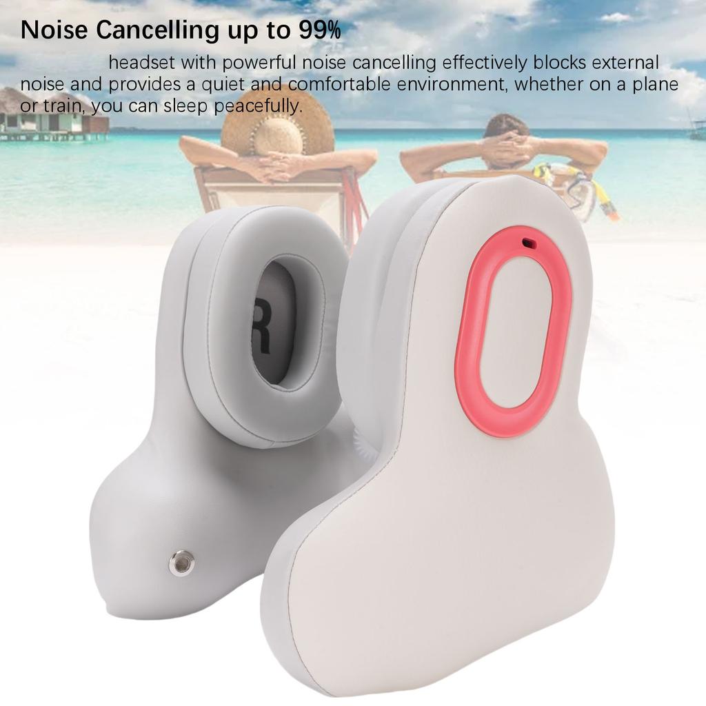 Travel Neck Pillow with Bluetooth Headset Noise Canceling Heating U Shaped Travel Music Pillow for Airplane Car