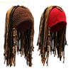 E56F Piratenkapitän Kostümhut Handgefertigt Acryl mit Dreadlock-Verlängerungen und Schal Festival Piratenzubehör