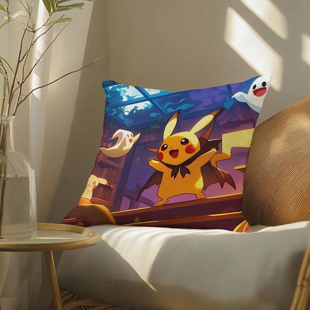 Pokemon Gym Leader Collection Anime Plush Pillow Cover Soft Short Plush Cushion Cover For Sofa Bedroom Home Decor Gift