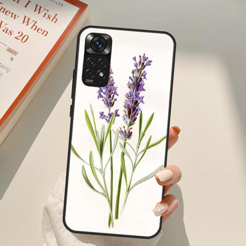 Lavender Purple Flower Case For Xiaomi Redmi Note 11 10 9 8 Pro Note 11S 10S 9S 8T K50 K40 9A 9C 10A 10C Cover