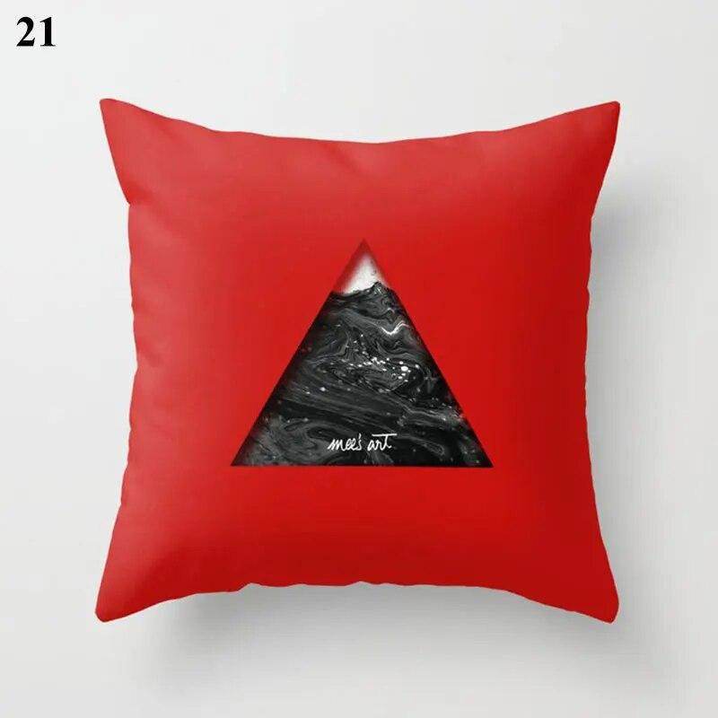 Red Cushion Cover Geometric Print Pillowcase  Wedding Decor