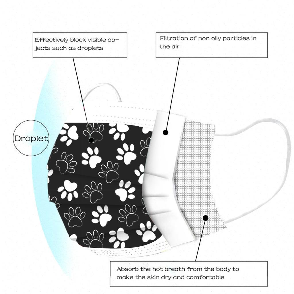 10PCS Adults Cute Casual Prints Breathable 3 -Layer Disposable Mask