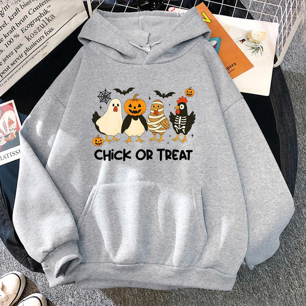 Chick or Treat Funny Halloween Witch Chicken Spooky Hoodie Women/men Hoodies Autumn Winter Clothes Aesthetic Sweatshirt Vintage