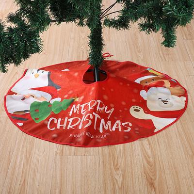 90cm Christmas Tree Skirt Red Rustic Snowflake Santa Claus Printed Xmas Tree Carpet Christmas Decor Mat New Year Decor For Home