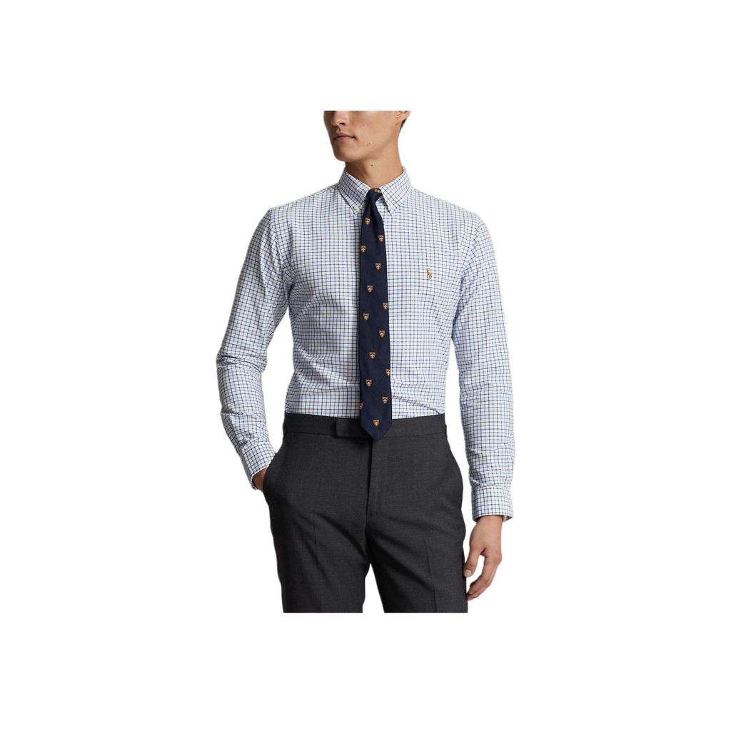 Polo Ralph Lauren Plaid Pony Logo Embroidered Oxford Long Sleeve Shirt Men Shirts Blue Black 710758901-012