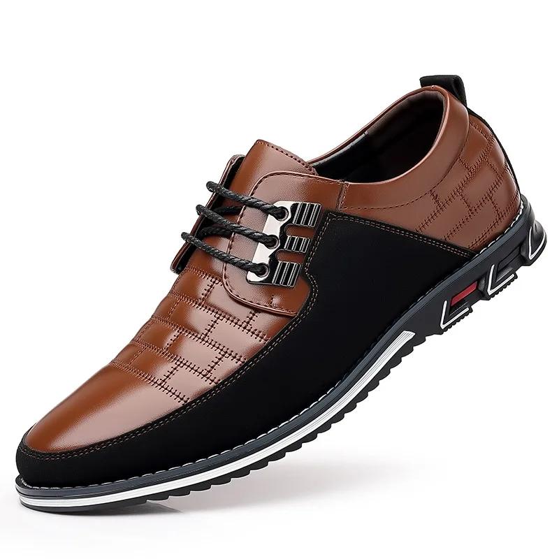 Men's Leather Shoes Formal Party Men's Business Work Casual Leather Shoes Lace Up Wedding Oxford Shoes Plus Size 38-52 Loafers