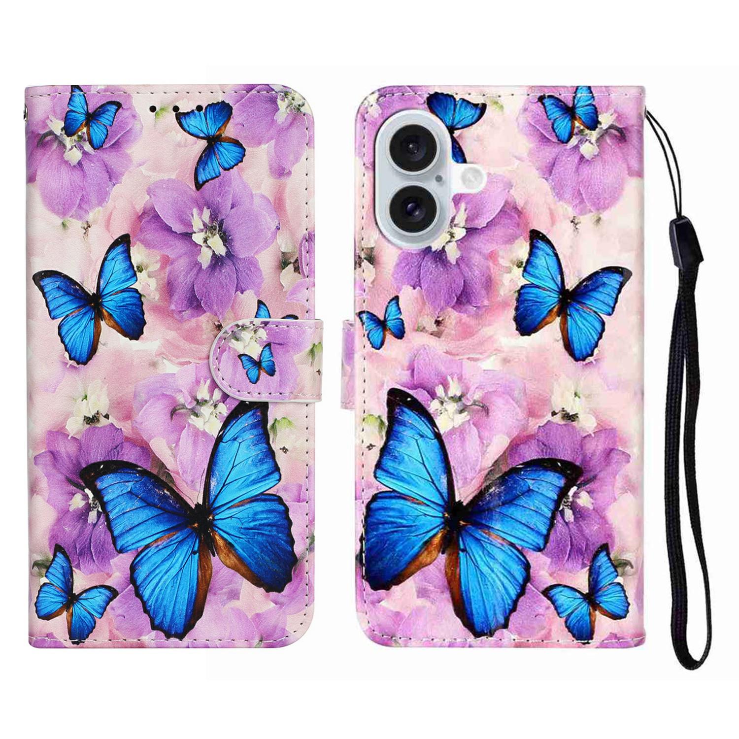 

For iPhone 17 Case Pattern Leather Wallet Phone Cover with Strap C