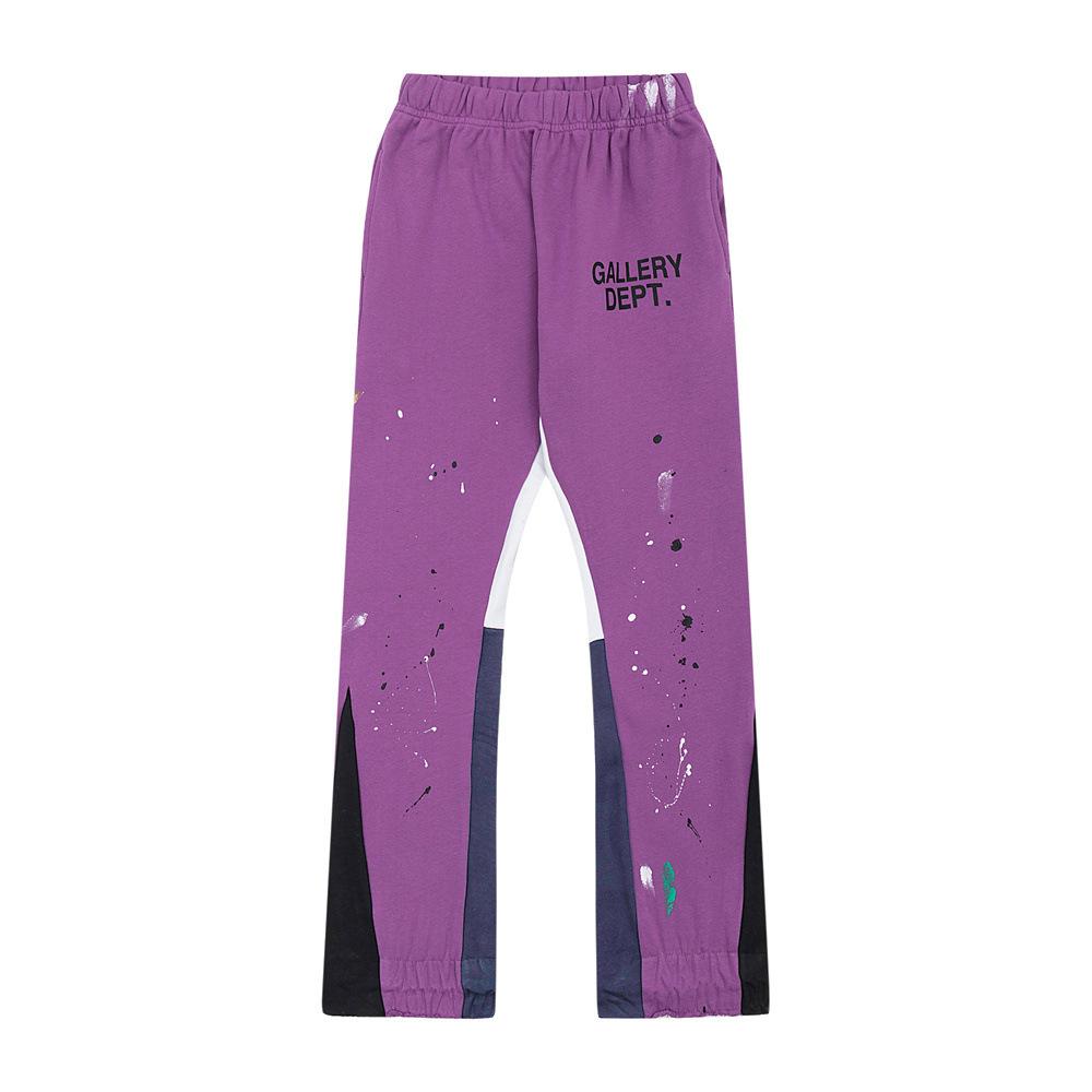 Gallery Dept Pantalon de survêtement décontracté style high street à cordon de serrage, splicing à éclaboussures d'encre peint à la main, légèrement tiré, pantalon de sport ample pour hommes et femmes