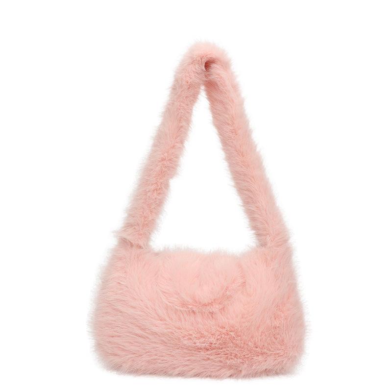 New autumn and winter plush bag women's large-capacity commuter bag college student fluffy casual shoulder tote bag