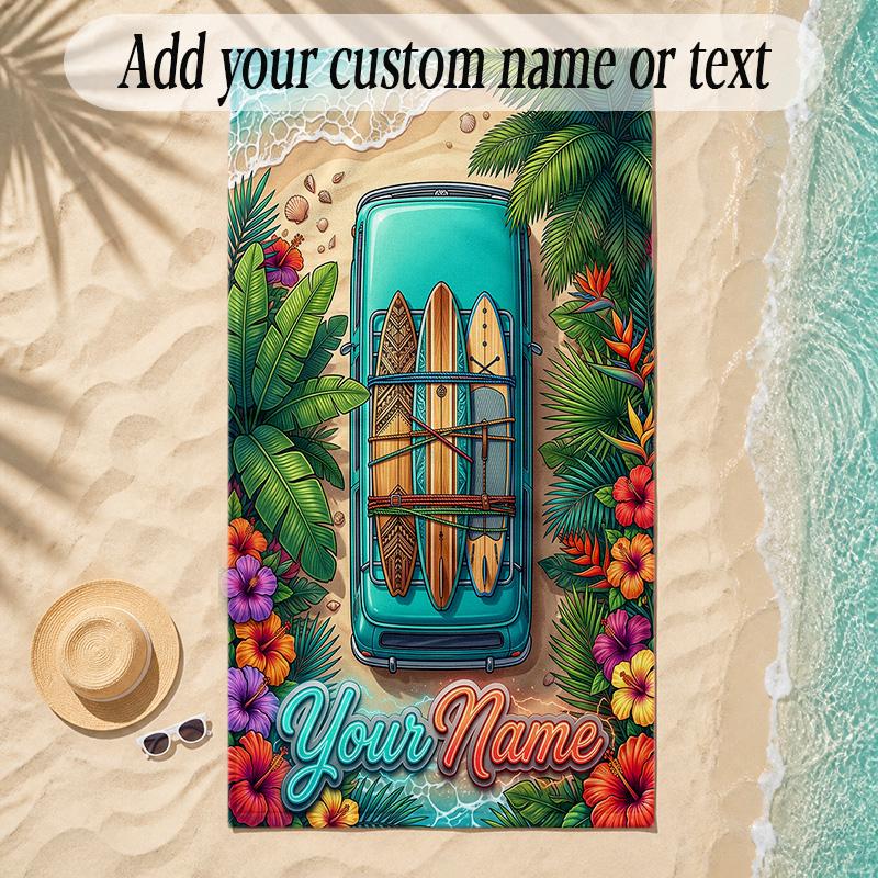 Mermaid Theme Soft Beach Towel Personalized Custom Name Text Towel Portable for Beach Pool Travel