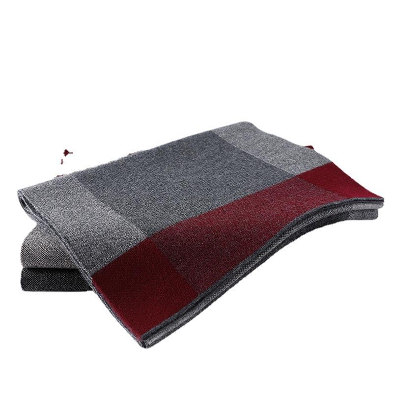 Winter New Men's Pure Wool Thickened Warm Autumn and Winter Suitable for Business Simple Versatile Travel Scarf Tide