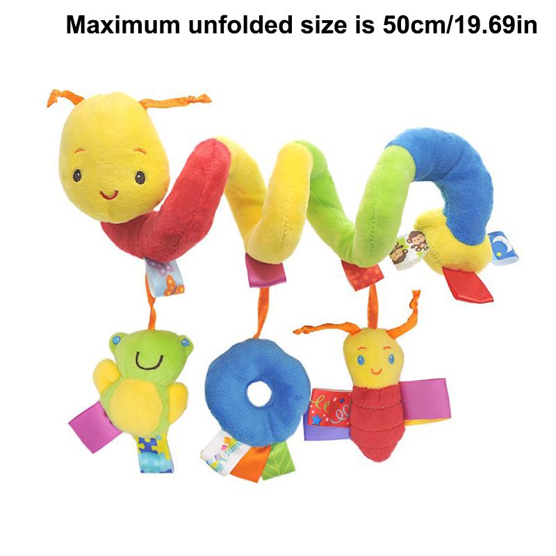 Plush Bed Hanging Cute Plush Spiral Baby Toy Stroller Crib Hanging Toy With Rattle Mirror Teether Born Infant Sensory Play