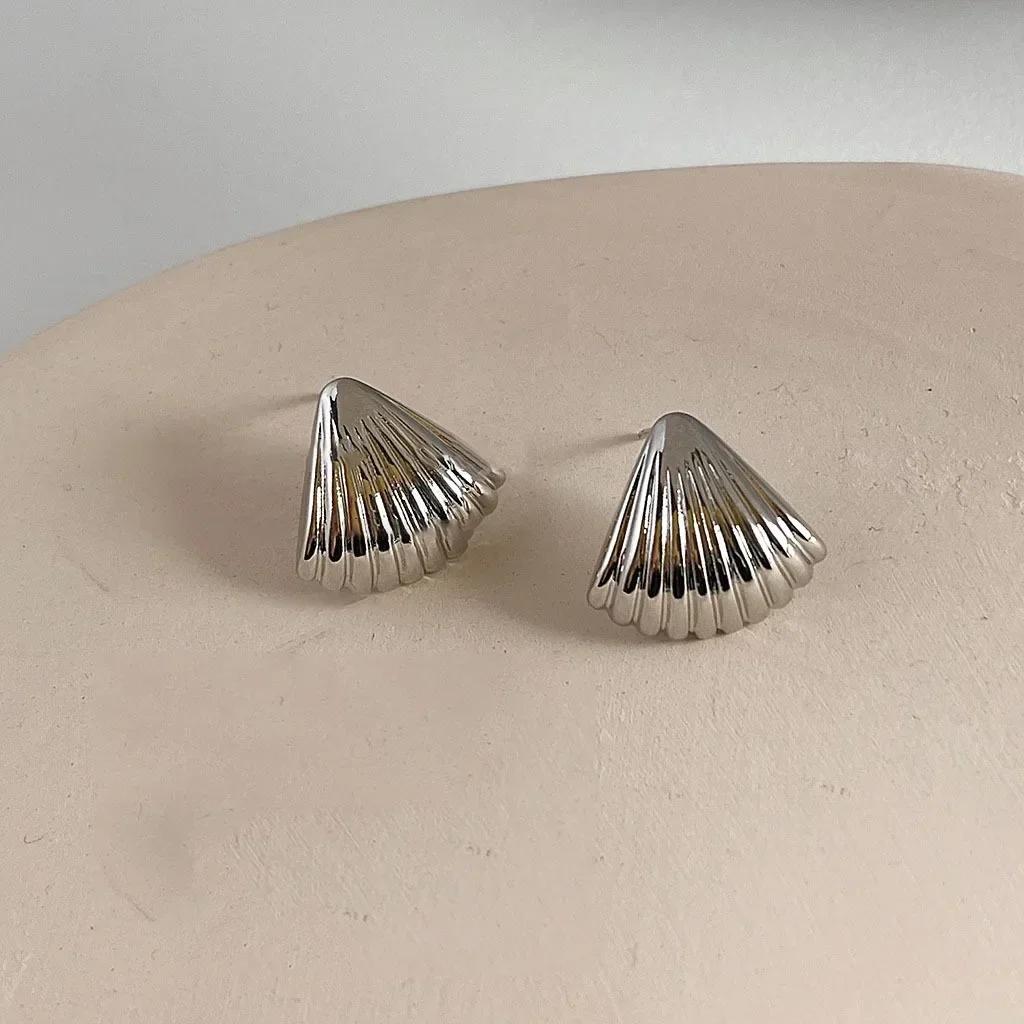 

LATS Винтажные серьги-пусеты с металлической ракушкой для женщин, панк, медного цвета, текстурные, геометрические, неправильной формы, серьги-кольца, циркон, подарок для вечеринки