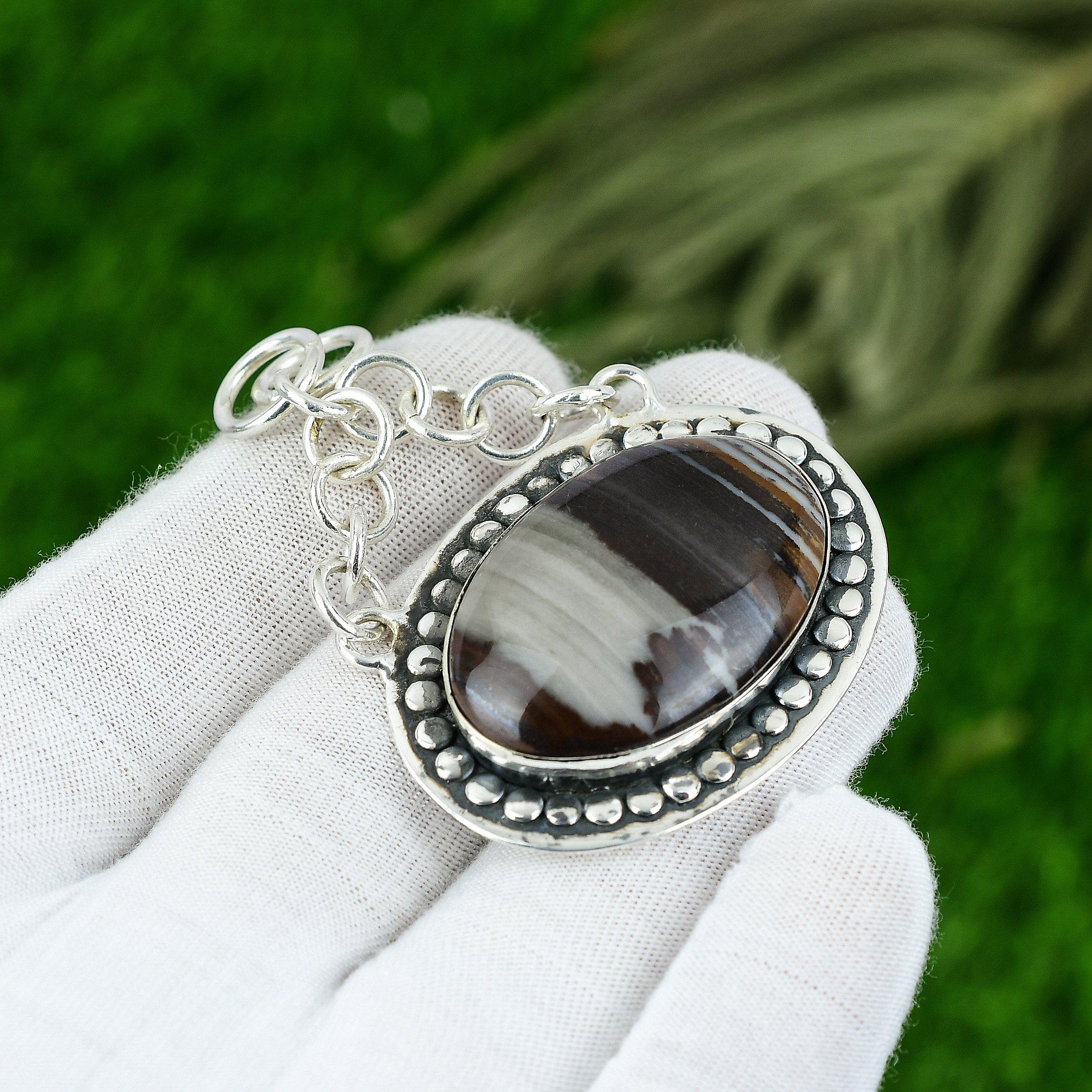 

Natural Peanut Wood Jasper Gemstone Pendant 925 Sterling Silver For Women