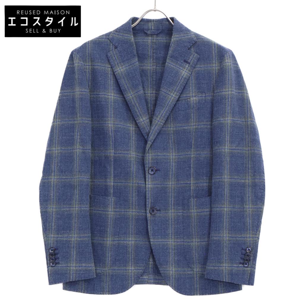 L.B.M.1911 2986 Blue Check Cotton Flannel 2B Jacket Jacket 48R BlueUsed