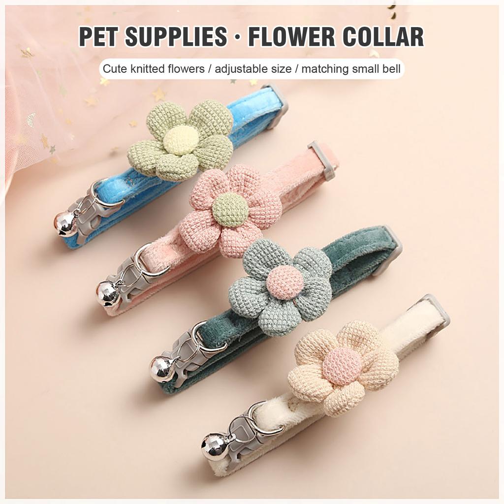 Pet Collar Traction Cute Cartoon Flower Bell Collar Necklace Small Dog Supplies With - Collar Adjustable Cute - Collar