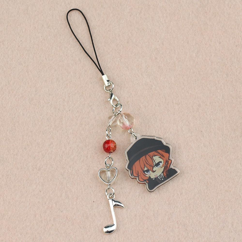 Anime BSD Dazai Osamu and Chuuay Keychain Bungou Stray Dogs Soukoku Inspiration Key Ring Cosplay Accessories Backpack Decor