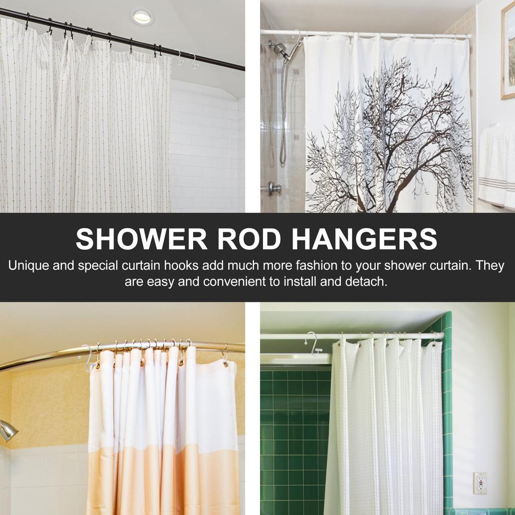 12Pcs T-Bar Curtain Hooks Metal Shower Rings Seamless Slide No Bunching Modern Bathroom Decor Shower Curtain Hooks