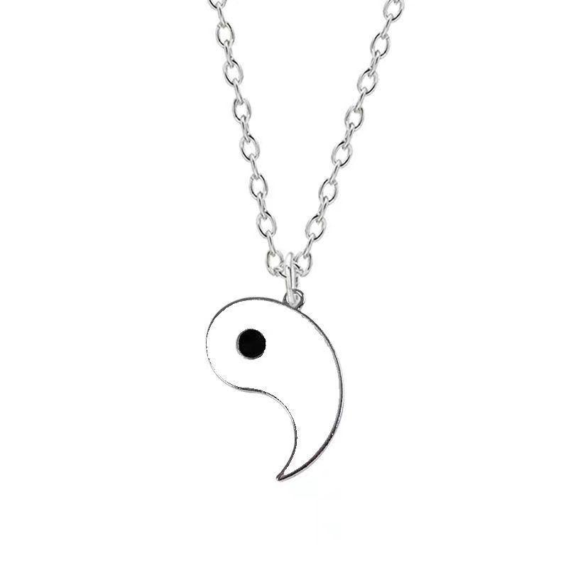 Paire de colliers unisexes coréens Tai Chi Yin Yang pour couples et amis