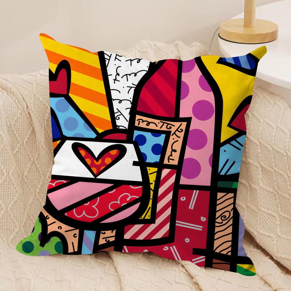 BBritto Art Design Cushion Cover Short plush Doublesided Print Square Throw Pillow Covers Sofa Home Cushion Decor