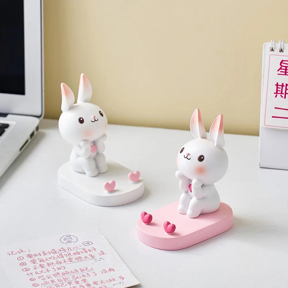 Minimalizm Słodkie Akcesoria Dekoracyjne Ozdoba Króliczka Uchwyt Na Telefon Biurkowy Uchwyt Do Przechowywania Różności Dekoracja Biurka Dekoracja Przedpokoju