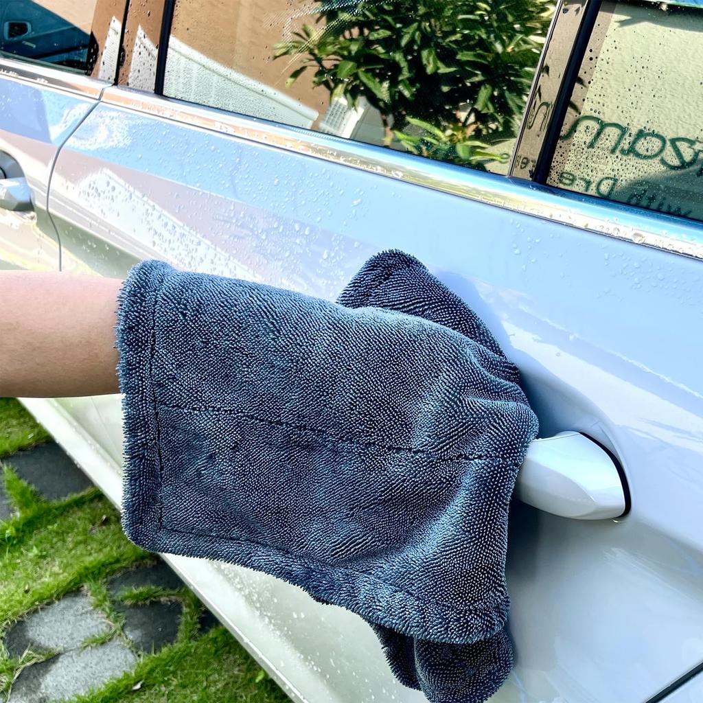 SHSCLY Microfiber Car Wash Towel, Super Absorbent, Cloth, Double Sided, Compact Size, Gray,